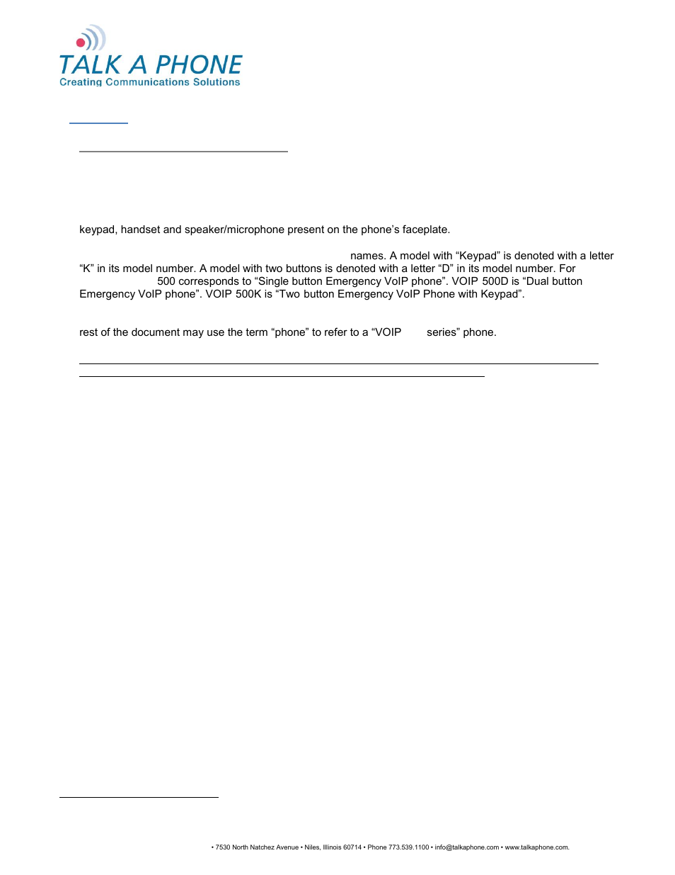 Voip-500, Series phone configuration and operation manual | Talkaphone VOIP-500K Native VoIP Keypad Emergency Phone User Manual | Page 8 / 90