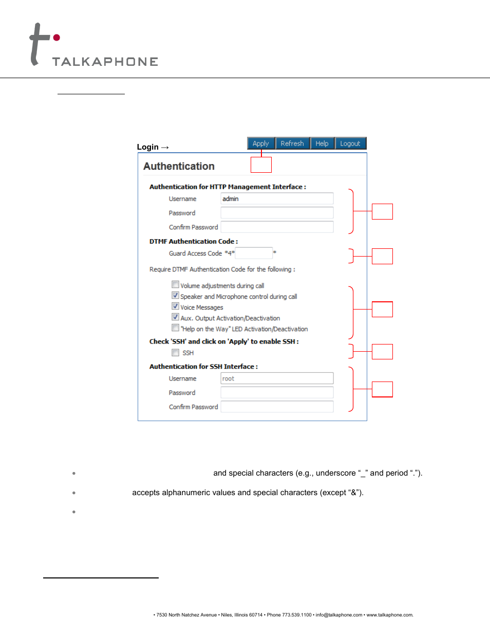 Voip-600, Series phone configuration / operation manual, Authentication | Talkaphone VOIP-600H Single Button Help IP Call Station User Manual | Page 47 / 94