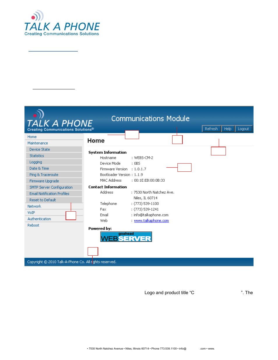 Webs-cm-2, webs-pa-1 and webs-pa-2, Configuration and operation manual | Talkaphone WEBS-PA-2IP Outdoor Area WEBS Paging Unit User Manual | Page 10 / 53