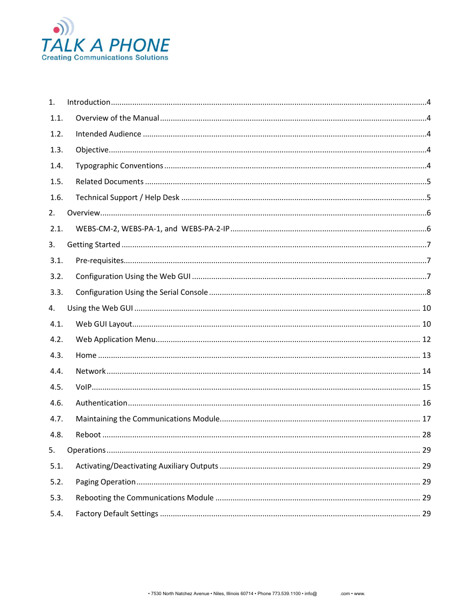 Webs-cm-2, webs-pa-1 and webs-pa-2, Configuration and operation manual | Talkaphone WEBS-PA-2IP Outdoor Area WEBS Paging Unit User Manual | Page 2 / 53