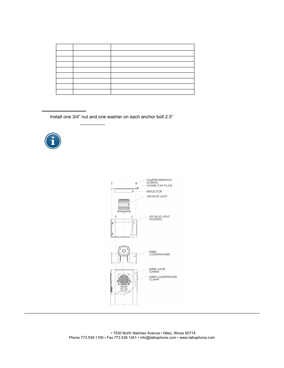 Webs-mt/r tower installation instructions | Talkaphone WEBS-MT/R-OP5 Radius Emergency Phone Tower with CCTV and WEBS User Manual | Page 2 / 8