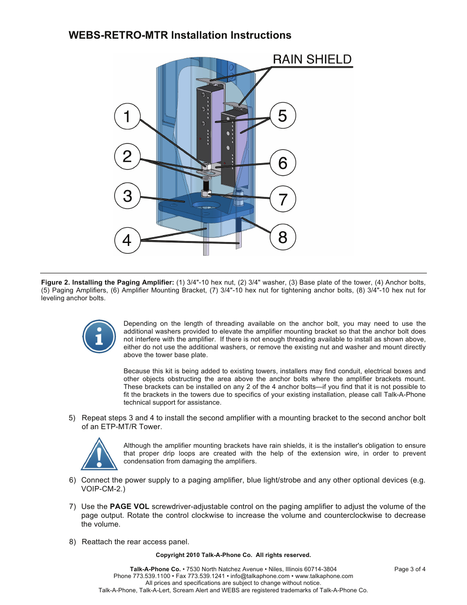 Webs-retro-mtr installation instructions | Talkaphone WEBS-RETRO-MT/R WEBS Retro Kit for ETP-MT/R Tower User Manual | Page 3 / 4