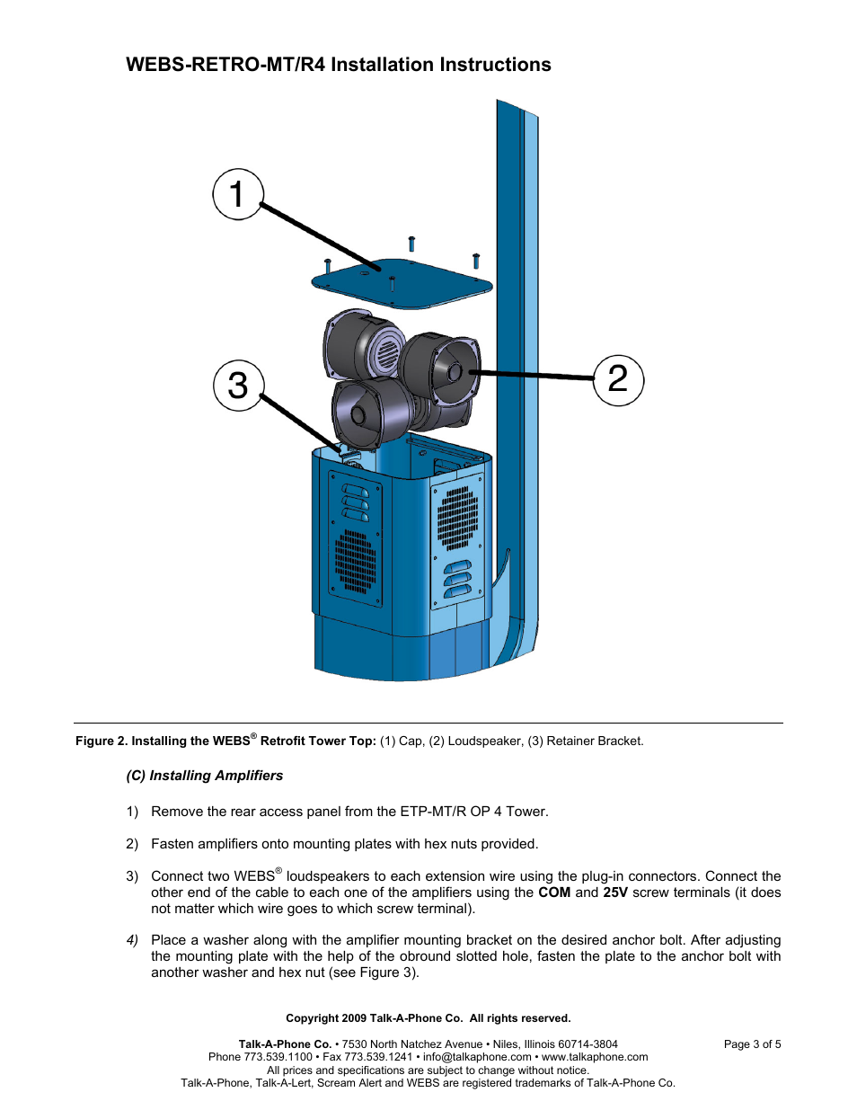 Webs-retro-mt/r4 installation instructions | Talkaphone WEBS-RETRO-MT/R4 WEBS Retro Kit for ETP-MT/R OP5 Tower User Manual | Page 3 / 5