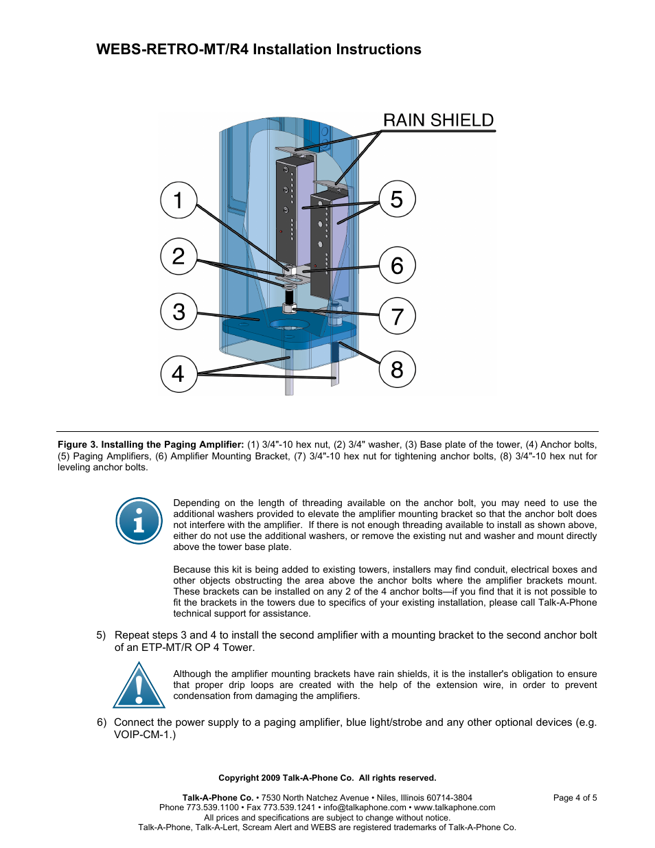 Webs-retro-mt/r4 installation instructions | Talkaphone WEBS-RETRO-MT/R4 WEBS Retro Kit for ETP-MT/R OP5 Tower User Manual | Page 4 / 5
