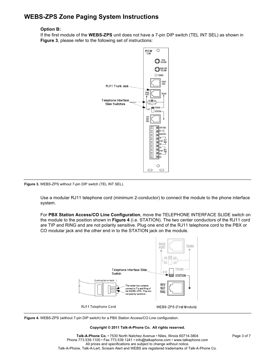 Webs-zps zone paging system instructions | Talkaphone WEBS-ZPS Zone Paging System for Analog WEBS User Manual | Page 3 / 7