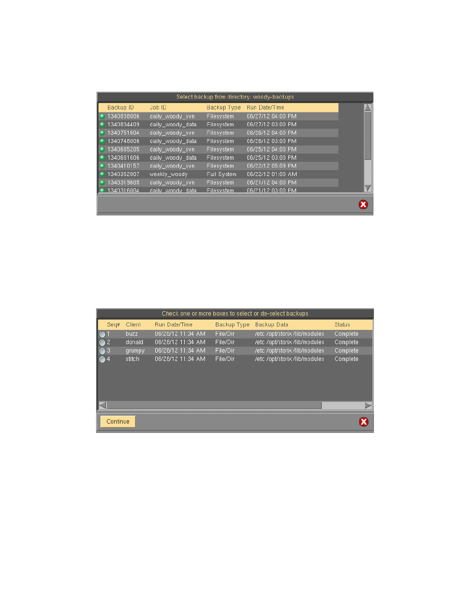 Status/output messages, Or a | Storix Software SBAdmin User Guide User Manual | Page 109 / 171