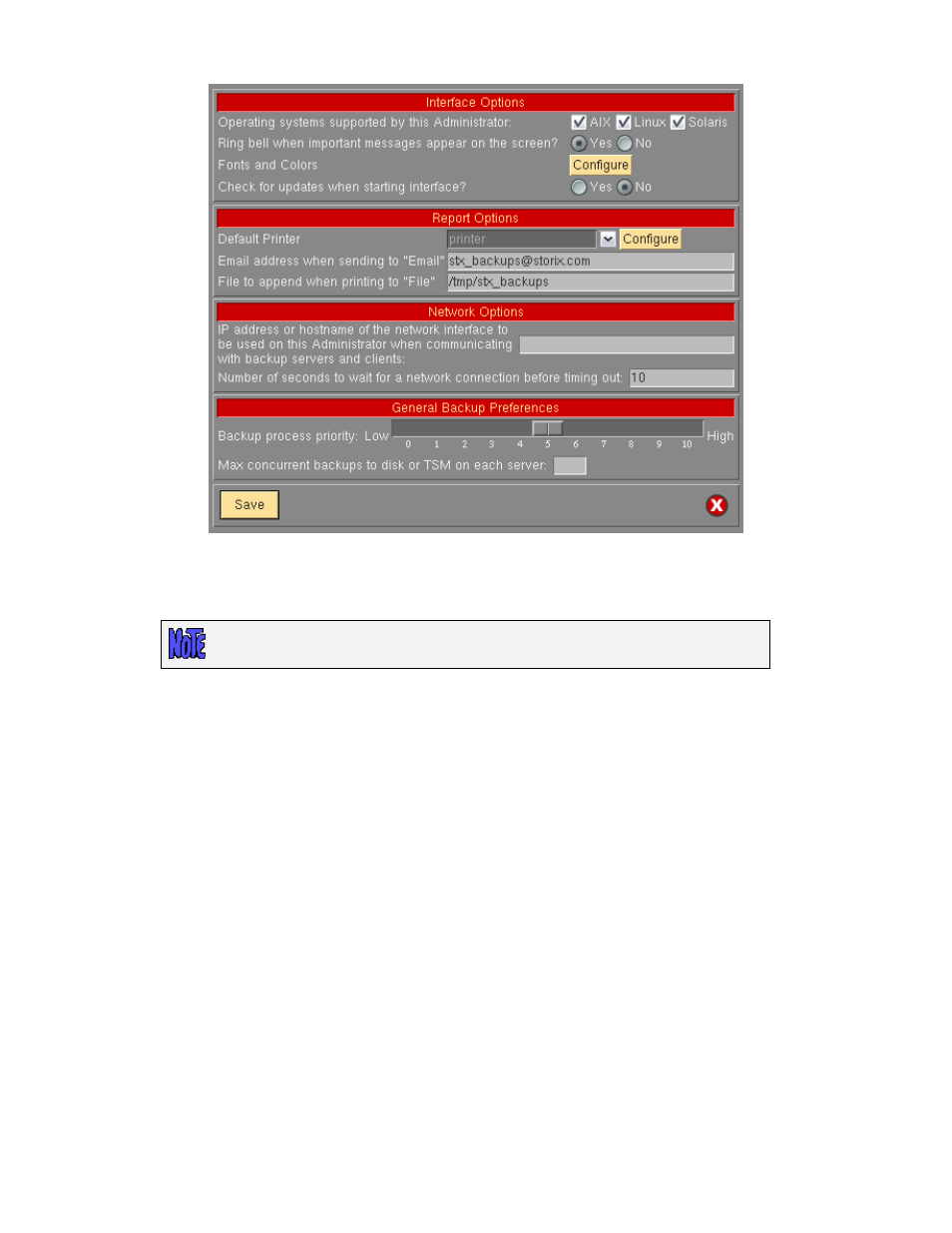 Operating systems support, Sound on/off, Fonts & colors | Storix Software SBAdmin User Guide User Manual | Page 134 / 171