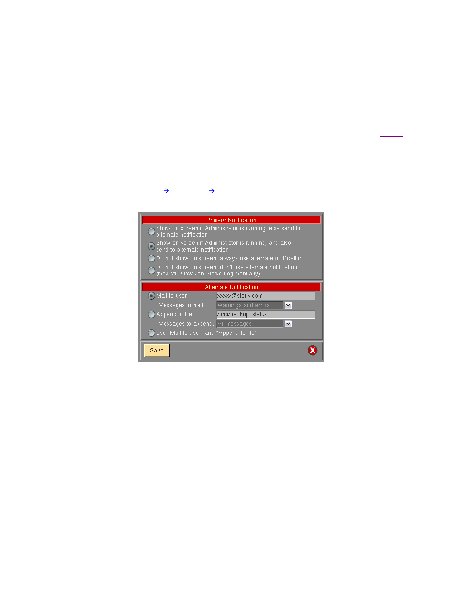 Backup status notifications, Primary notification, Concurrent disk backups | Storix Software SBAdmin User Guide User Manual | Page 143 / 171
