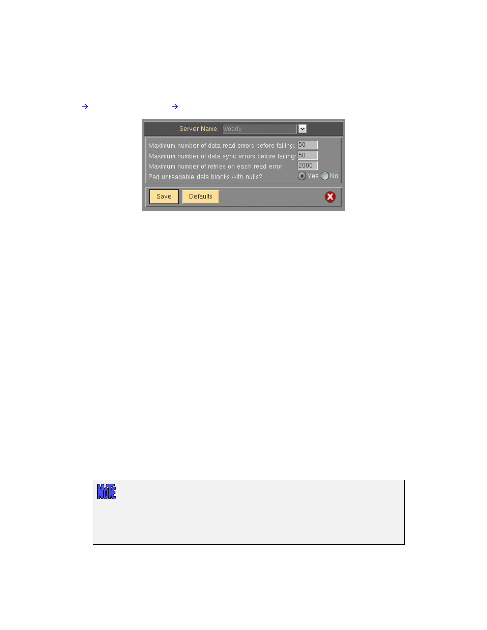 Read error settings, Set/reset next tape for backup/restore | Storix Software SBAdmin User Guide User Manual | Page 159 / 171