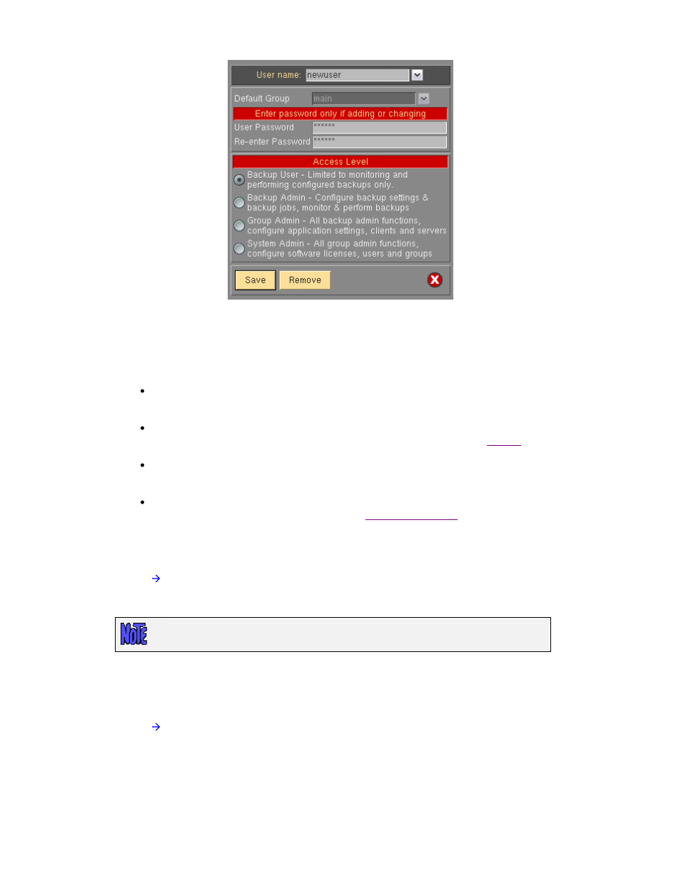 Removing a user, Changing a user, Configuring users | Storix Software SBAdmin User Guide User Manual | Page 26 / 171