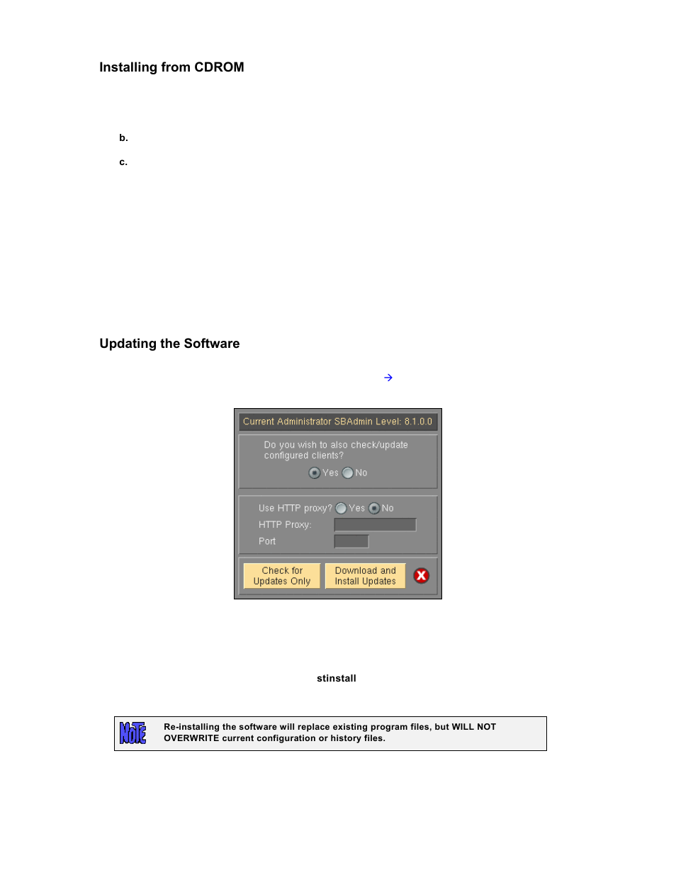 Installing from cdrom, Updating the software | Storix Software SBAdmin TSM Edition Users Guide User Manual | Page 10 / 117