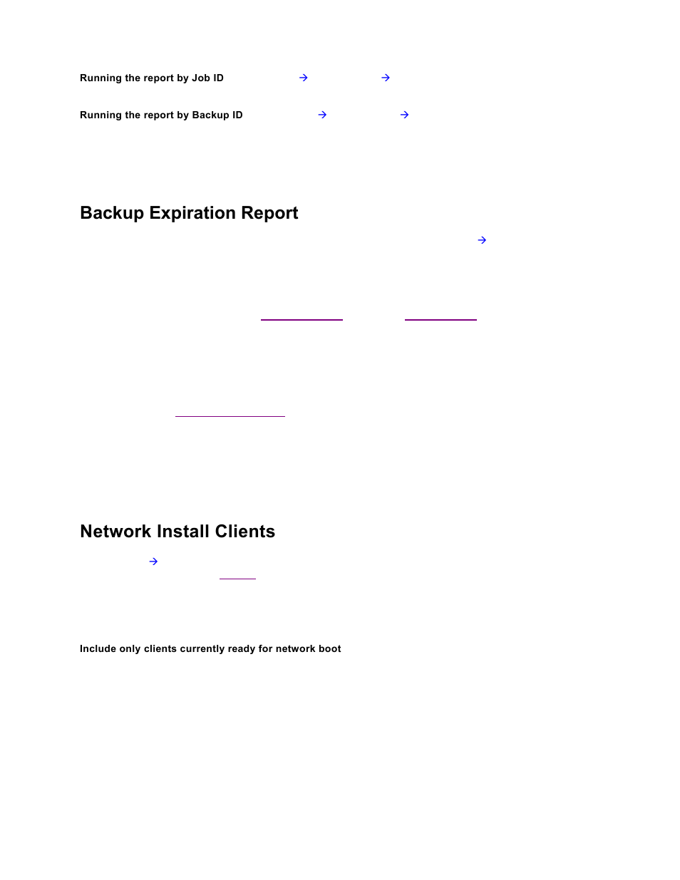 Backup expiration report, Network install clients | Storix Software SBAdmin TSM Edition Users Guide User Manual | Page 104 / 117