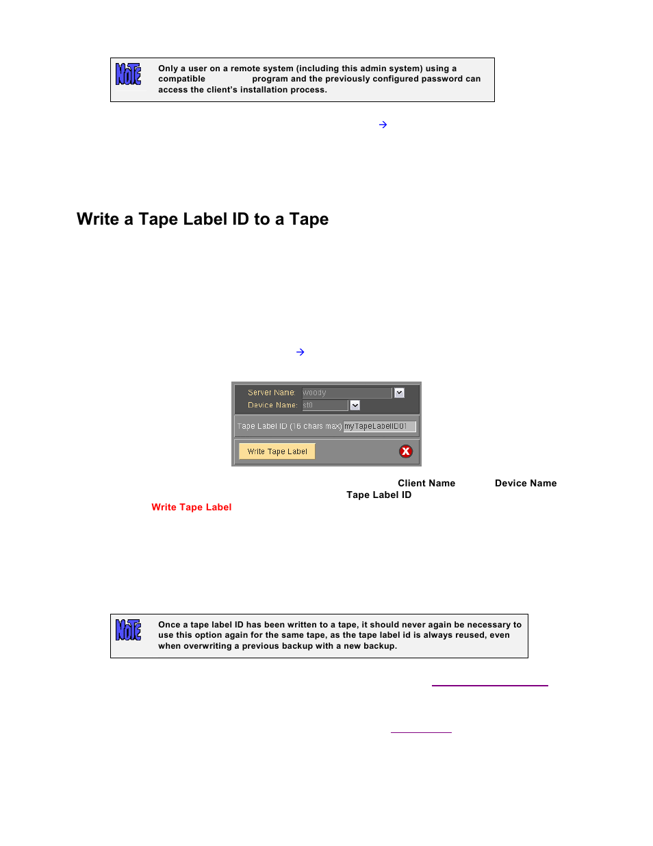 Write a tape label id to a tape | Storix Software SBAdmin TSM Edition Users Guide User Manual | Page 106 / 117