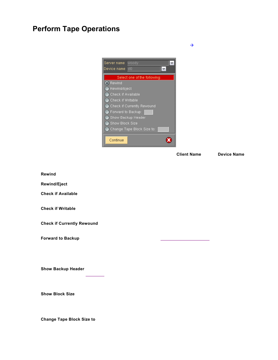 Perform tape operations | Storix Software SBAdmin TSM Edition Users Guide User Manual | Page 107 / 117