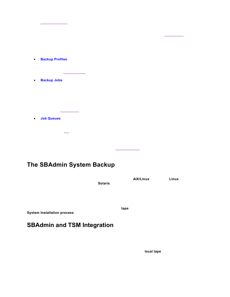 The sbadmin system backup, Sbadmin and tsm integration | Storix Software SBAdmin TSM Edition Users Guide User Manual | Page 14 / 117