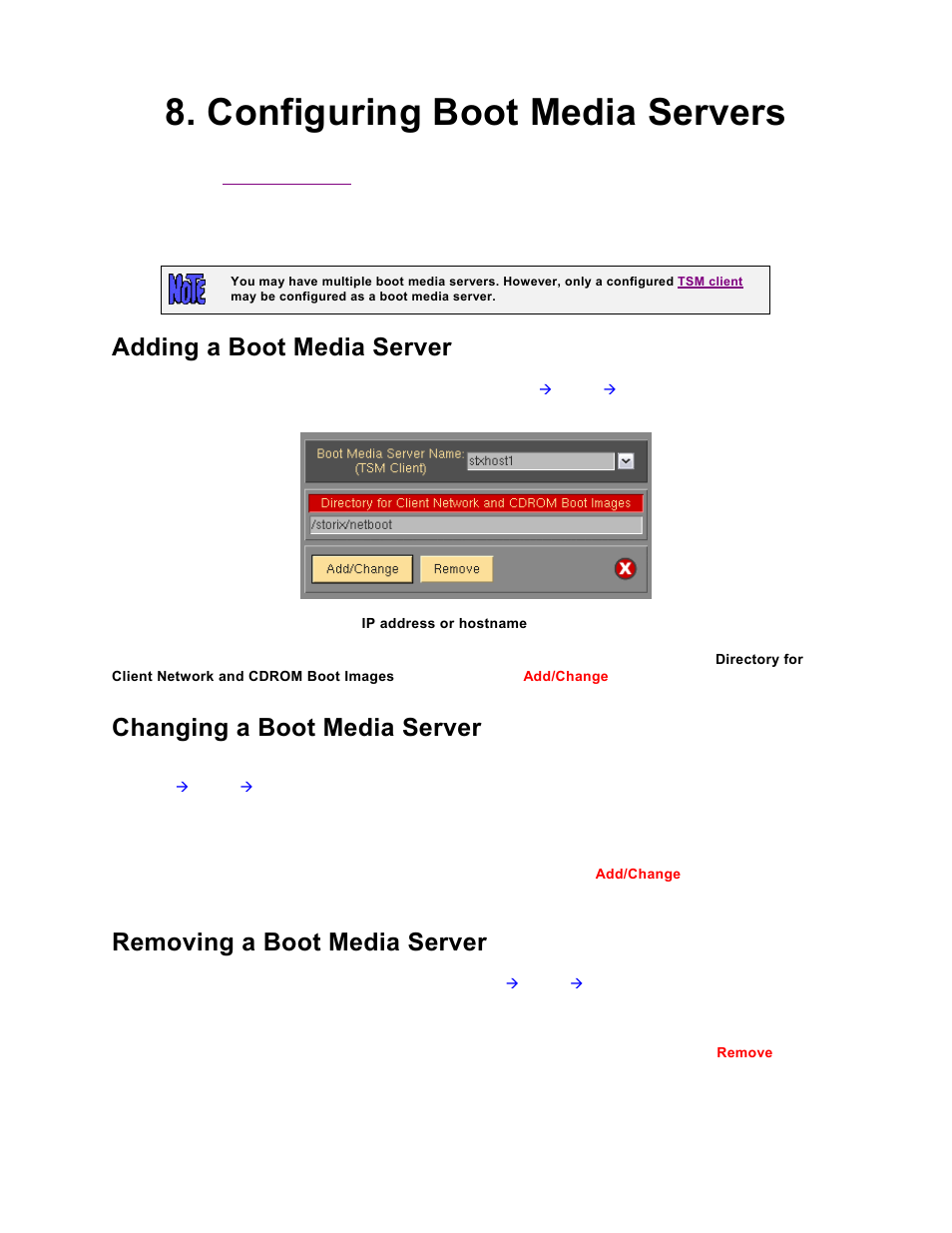 Configuring boot media servers, Adding a boot media server, Changing a boot media server | Removing a boot media server, Backup profile, Configuring a backup profile | Storix Software SBAdmin TSM Edition Users Guide User Manual | Page 31 / 117
