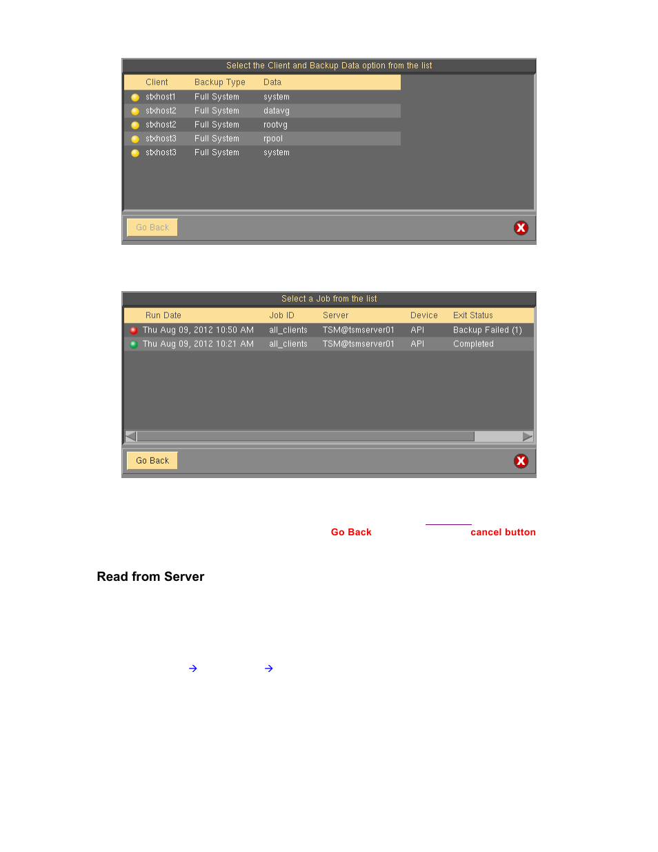 Read from server | Storix Software SBAdmin TSM Edition Users Guide User Manual | Page 64 / 117