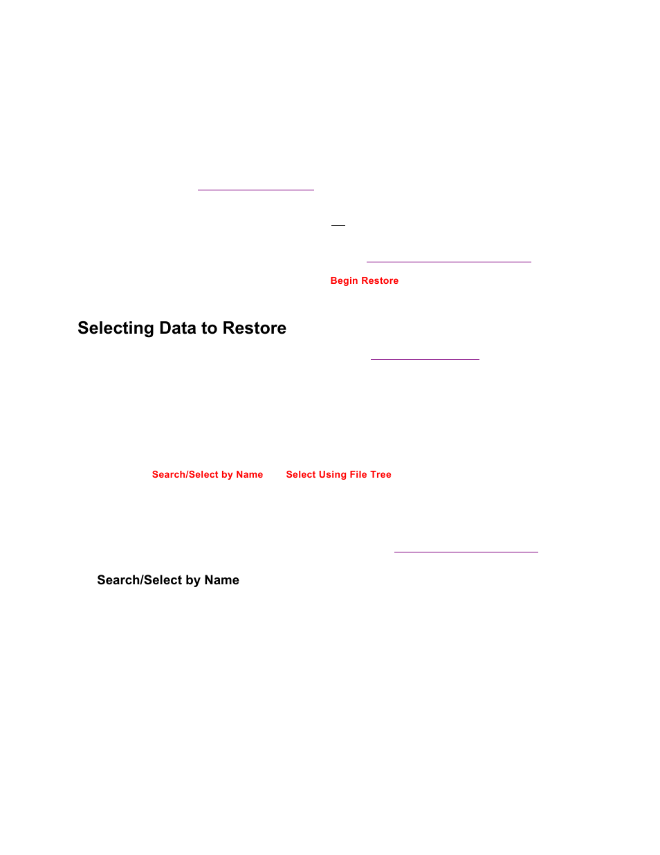 Selecting data to restore, Search/select by name | Storix Software SBAdmin TSM Edition Users Guide User Manual | Page 83 / 117