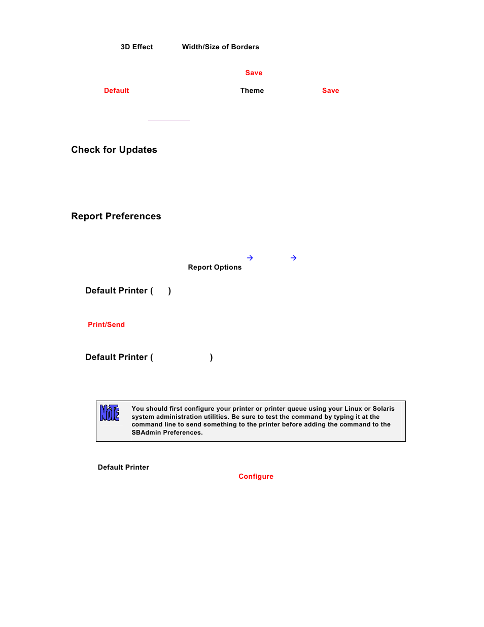 Check for updates, Report preferences | Storix Software SBAdmin TSM Edition Users Guide User Manual | Page 93 / 117
