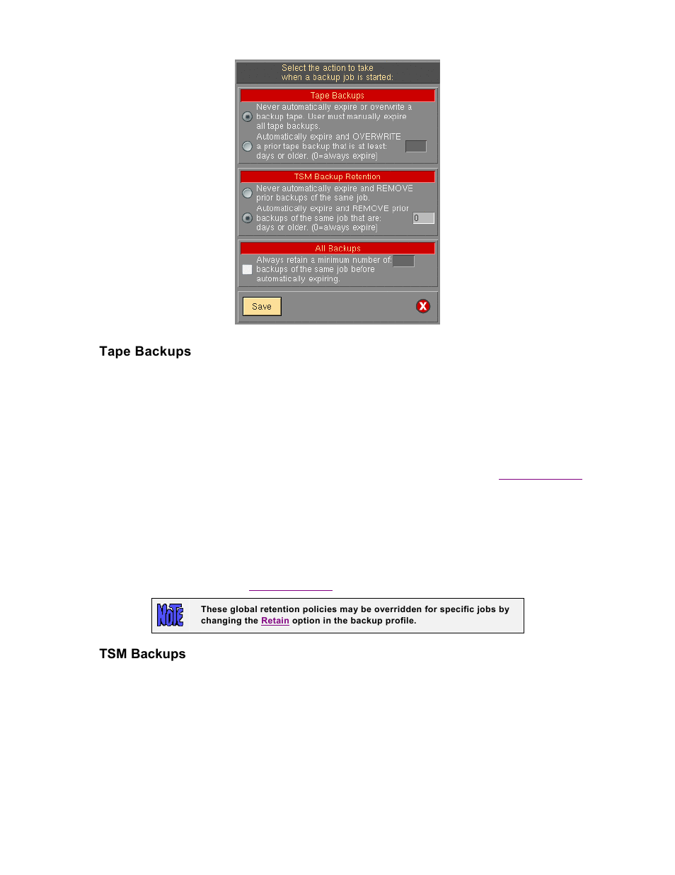 Tape backups, Tsm backups | Storix Software SBAdmin TSM Edition Users Guide User Manual | Page 97 / 117