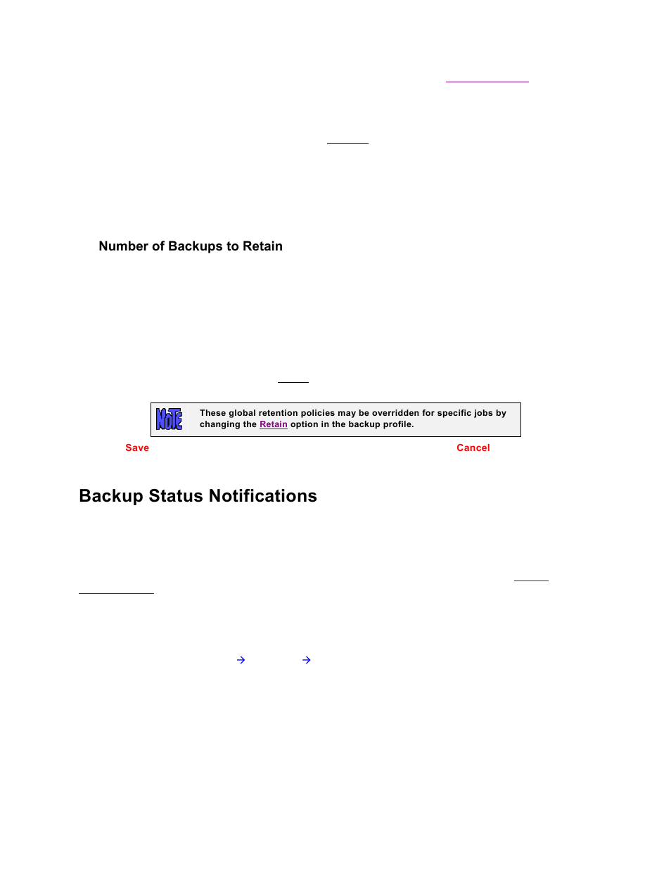 Number of backups to retain, Backup status notifications | Storix Software SBAdmin TSM Edition Users Guide User Manual | Page 98 / 117