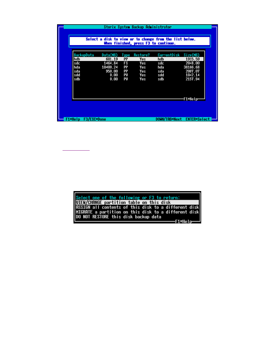 View/change partition table | Storix Software SBAdmin Linux System Recovery Guide User Manual | Page 51 / 78