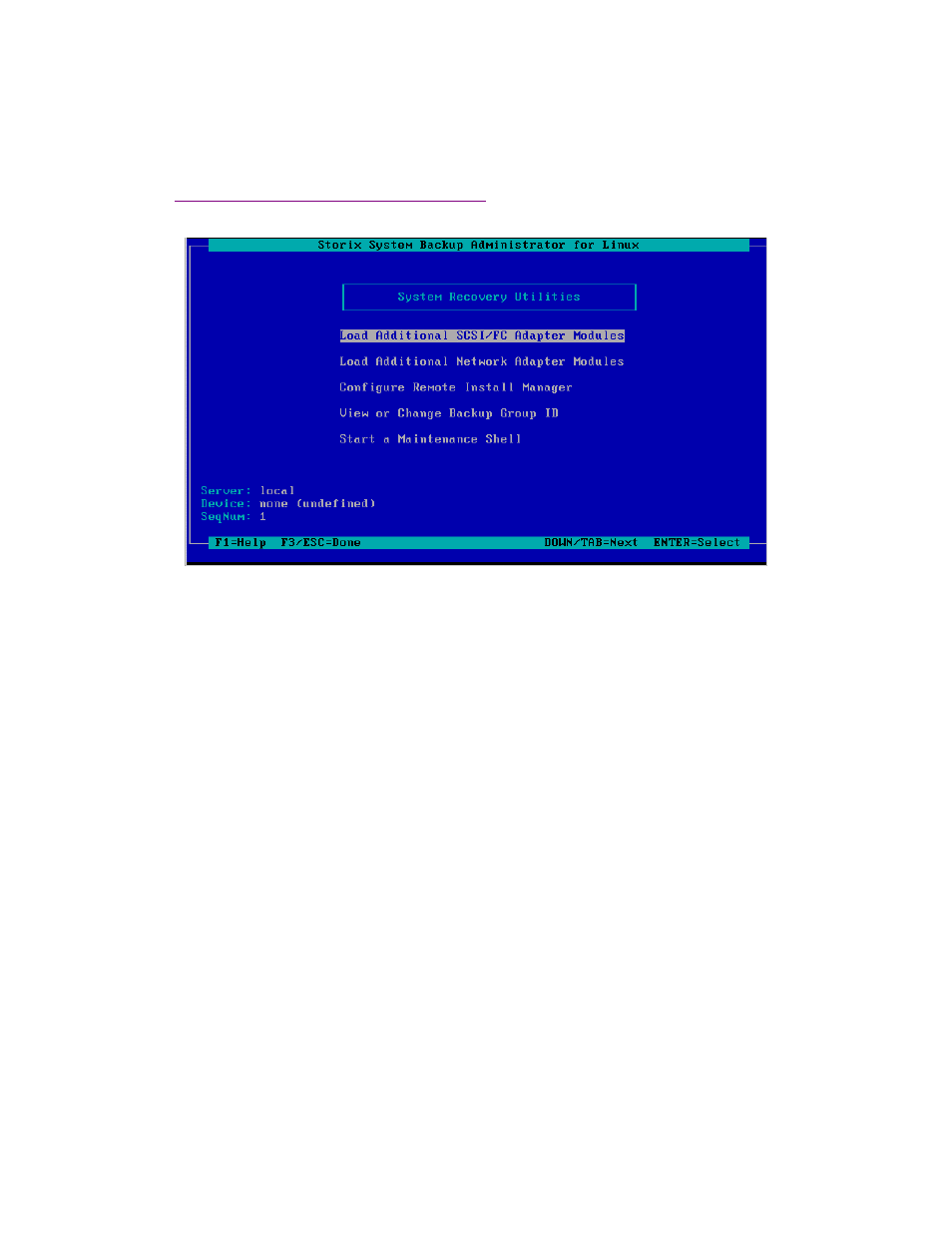 System recovery utilities, Load additional device adapter modules, Loading additional device support | Loading additional, Device support, Load additional network device modules | Storix Software SBAdmin Linux System Recovery Guide User Manual | Page 72 / 78