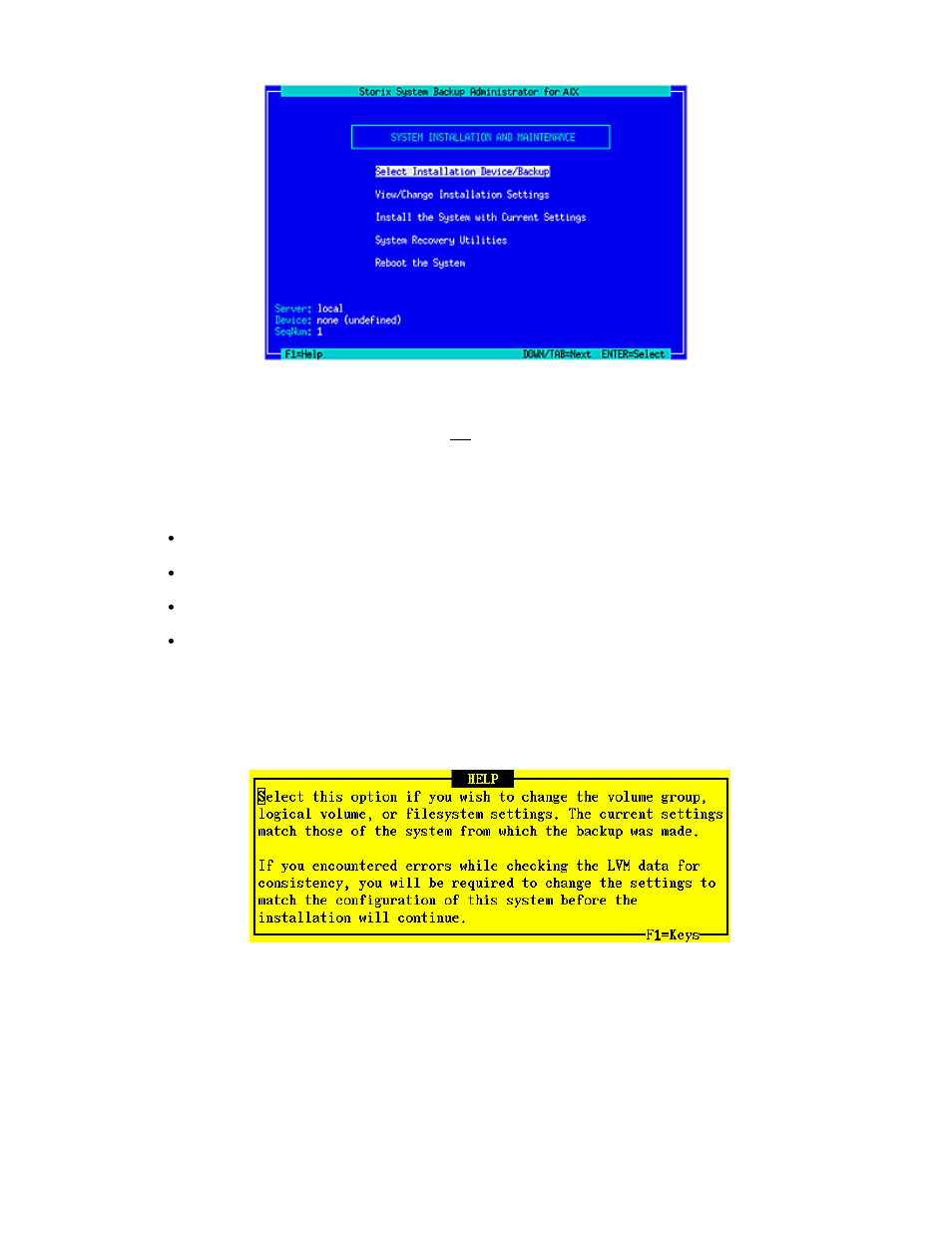 Using keys and getting help | Storix Software SBAdmin AIX System Recovery Guide User Manual | Page 31 / 55