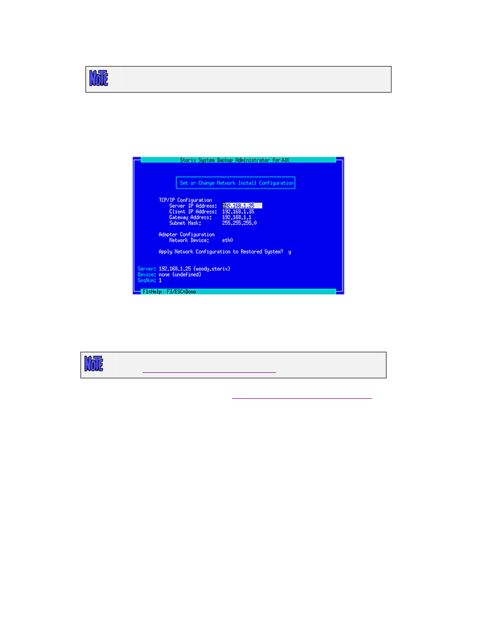 Set or change network configuration, Select remote tape device | Storix Software SBAdmin AIX System Recovery Guide User Manual | Page 36 / 55