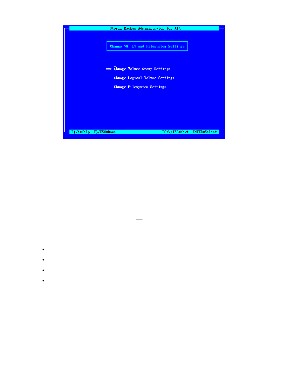 Using keys and getting help, Change the | Storix Software SBAdmin AIX System Recovery Guide User Manual | Page 47 / 55