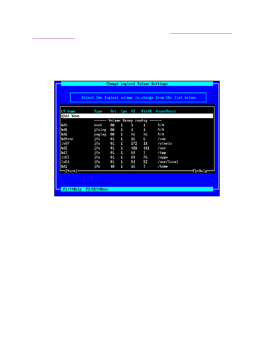 Change logical volume settings, Creating new logical volumes | Storix Software SBAdmin AIX System Recovery Guide User Manual | Page 50 / 55
