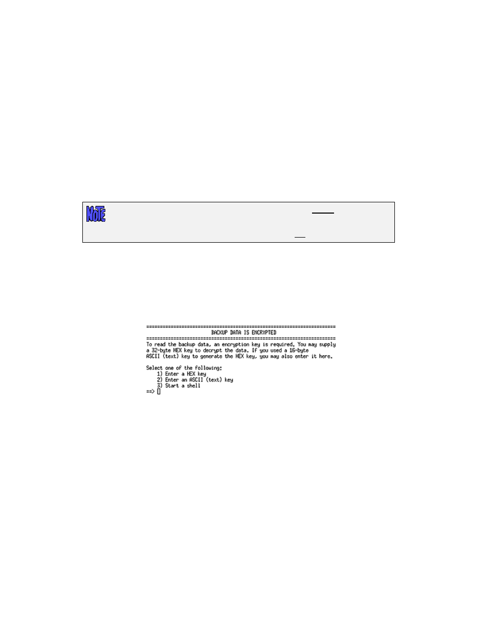 Installing from an encrypted backup, Enter a hex key, Enter an ascii (text) key | Storix Software SBAdmin Solaris System Recovery Guide User Manual | Page 24 / 64