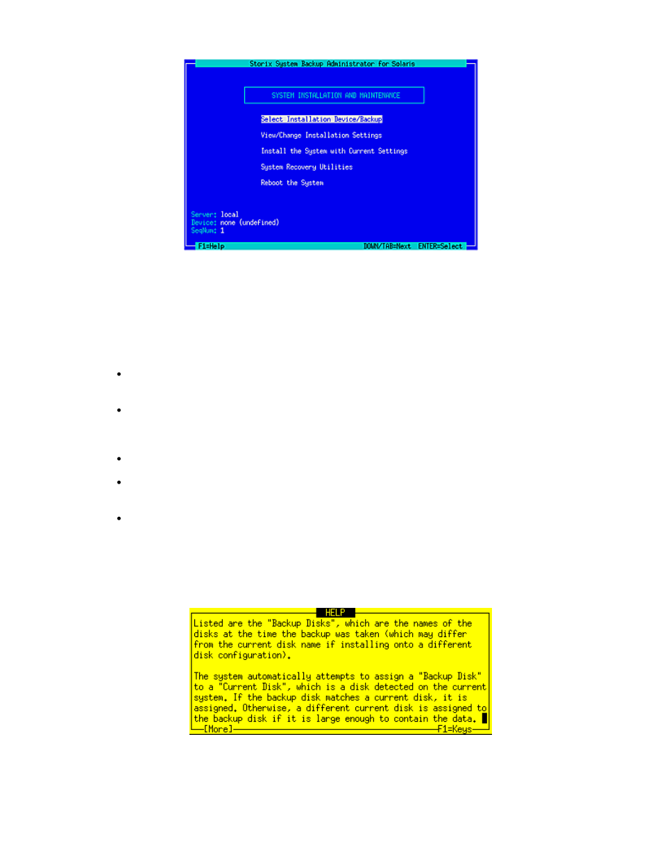 Using keys and getting help | Storix Software SBAdmin Solaris System Recovery Guide User Manual | Page 26 / 64
