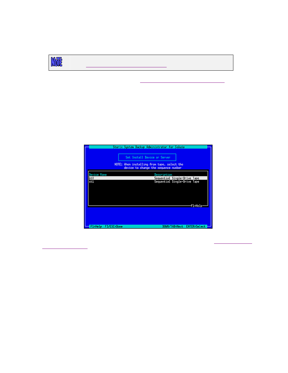 Select remote tape device, Select remote disk backup | Storix Software SBAdmin Solaris System Recovery Guide User Manual | Page 32 / 64