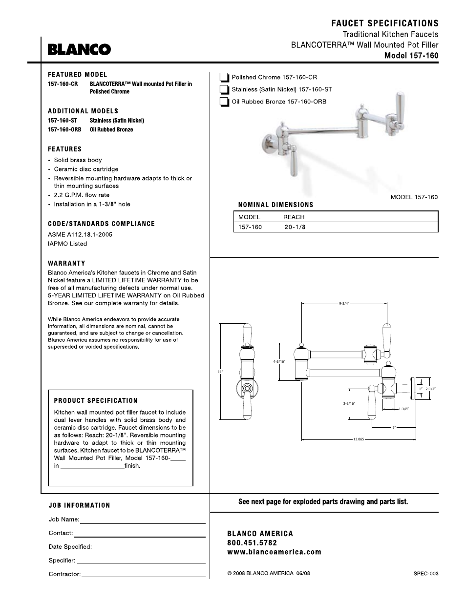 Blanco 157-160 User Manual | 2 pages