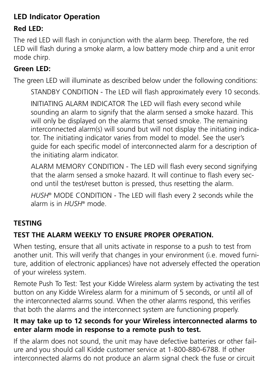 Led indicator operation | Kidde RF-SM-DC User Guide User Manual | Page 10 / 19
