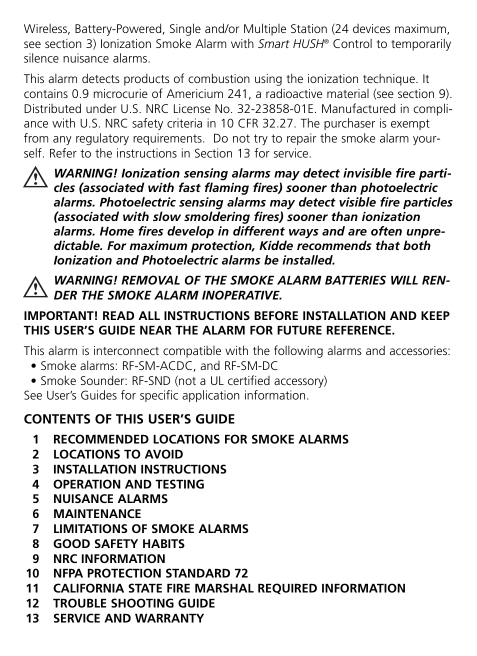 Kidde RF-SM-DC User Guide User Manual | Page 2 / 19