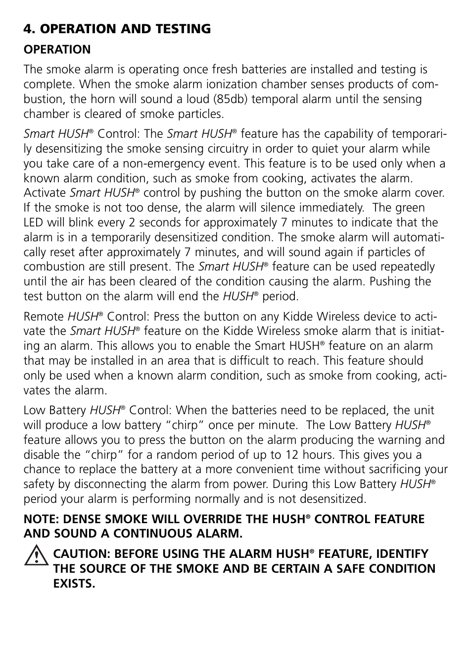 Operation and testing | Kidde RF-SM-DC User Guide User Manual | Page 9 / 19