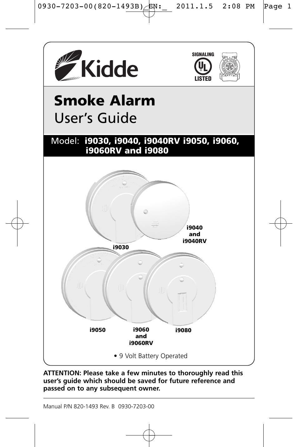 Kidde I9060 User Manual | 18 pages