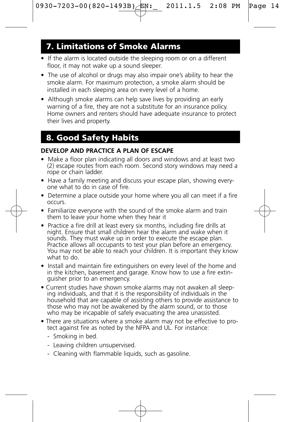 Limitations of smoke alarms, Good safety habits | Kidde I9060 User Manual | Page 14 / 18