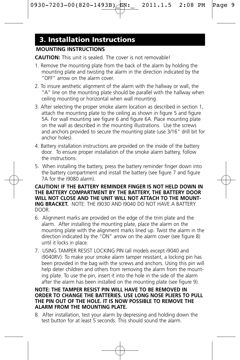 Installation instructions | Kidde I9060 User Manual | Page 9 / 18