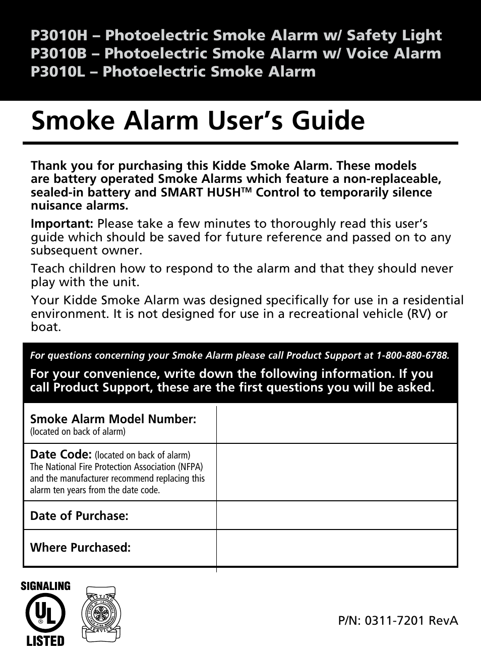 Kidde P3010L User Manual | 9 pages