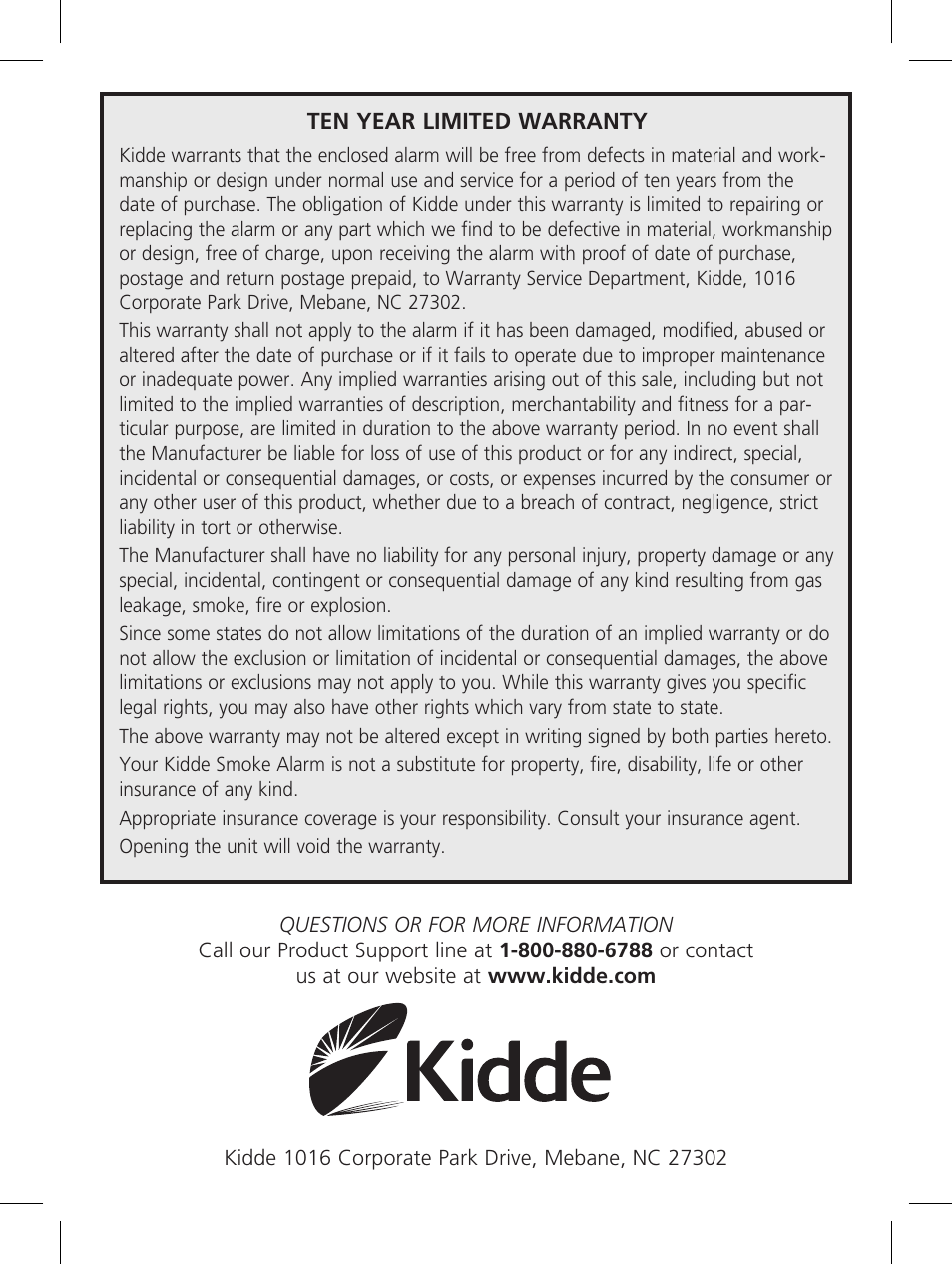 Kidde P3010K-CO User Manual | Page 21 / 21
