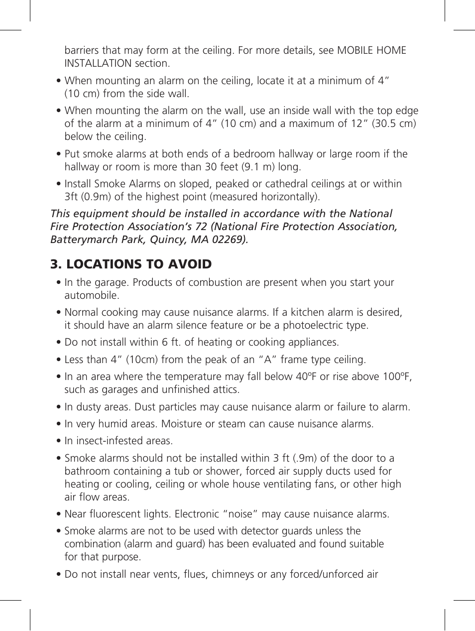 Locations to avoid | Kidde P3010K-CO User Manual | Page 8 / 21
