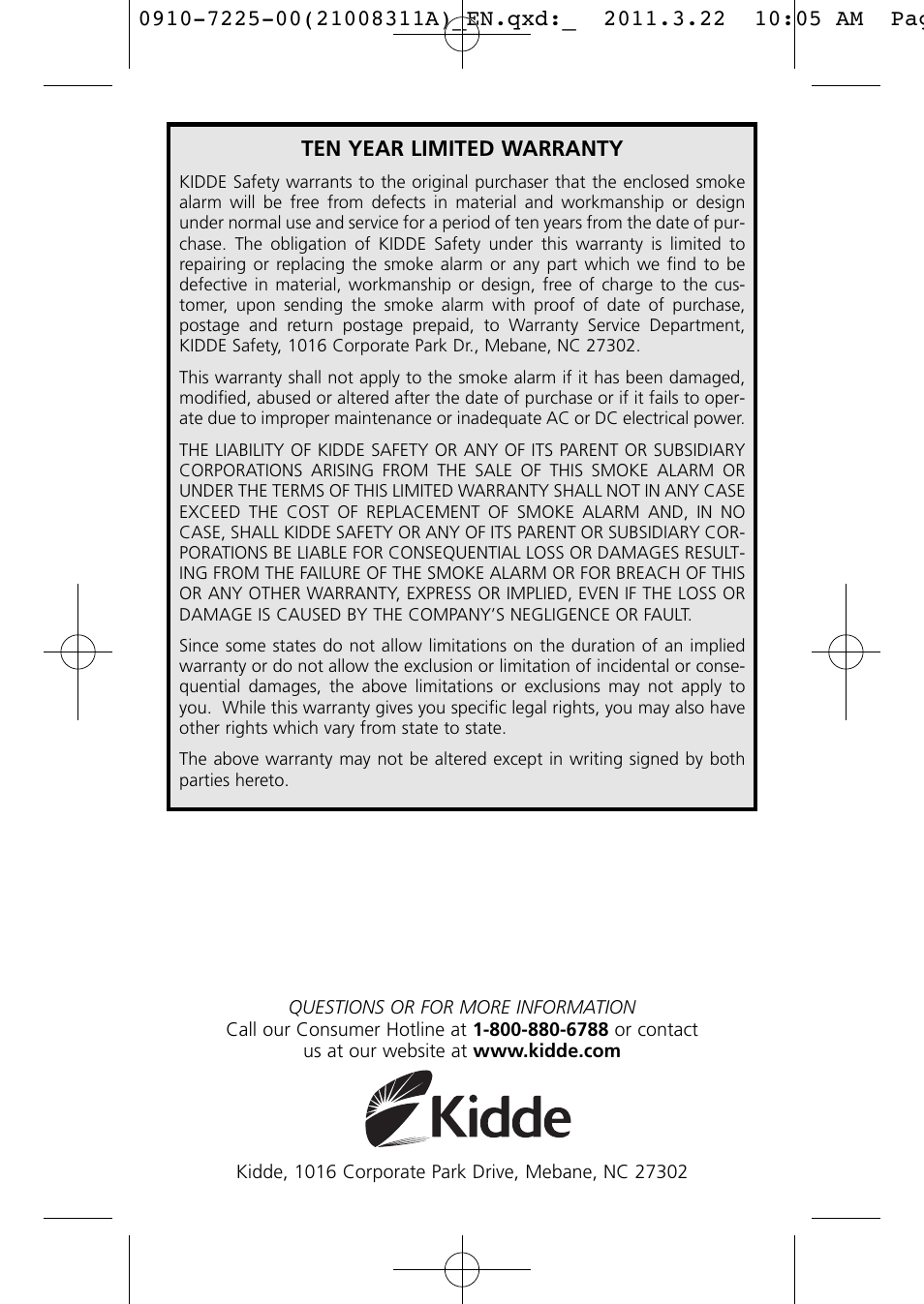 Kidde i9010 User Manual | Page 15 / 15
