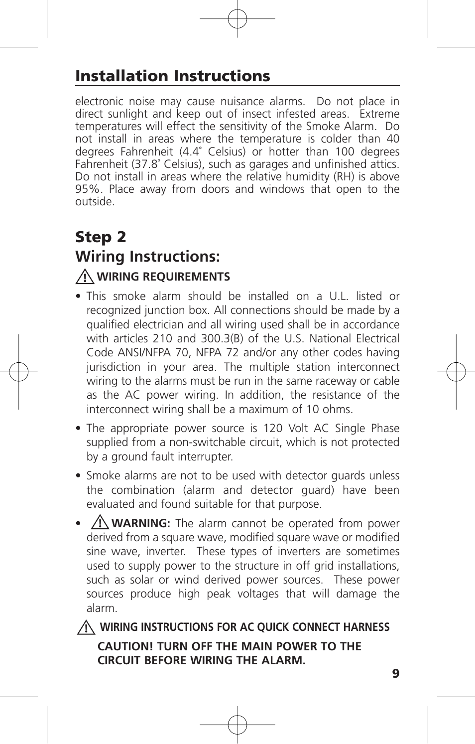 Step 2 wiring instructions, Installation instructions | Kidde i12010S User Manual | Page 11 / 27