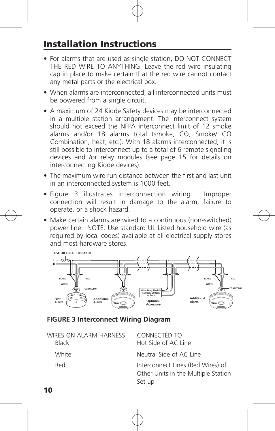 Installation instructions, Figure 3 interconnect wiring diagram | Kidde i12010S User Manual | Page 12 / 27