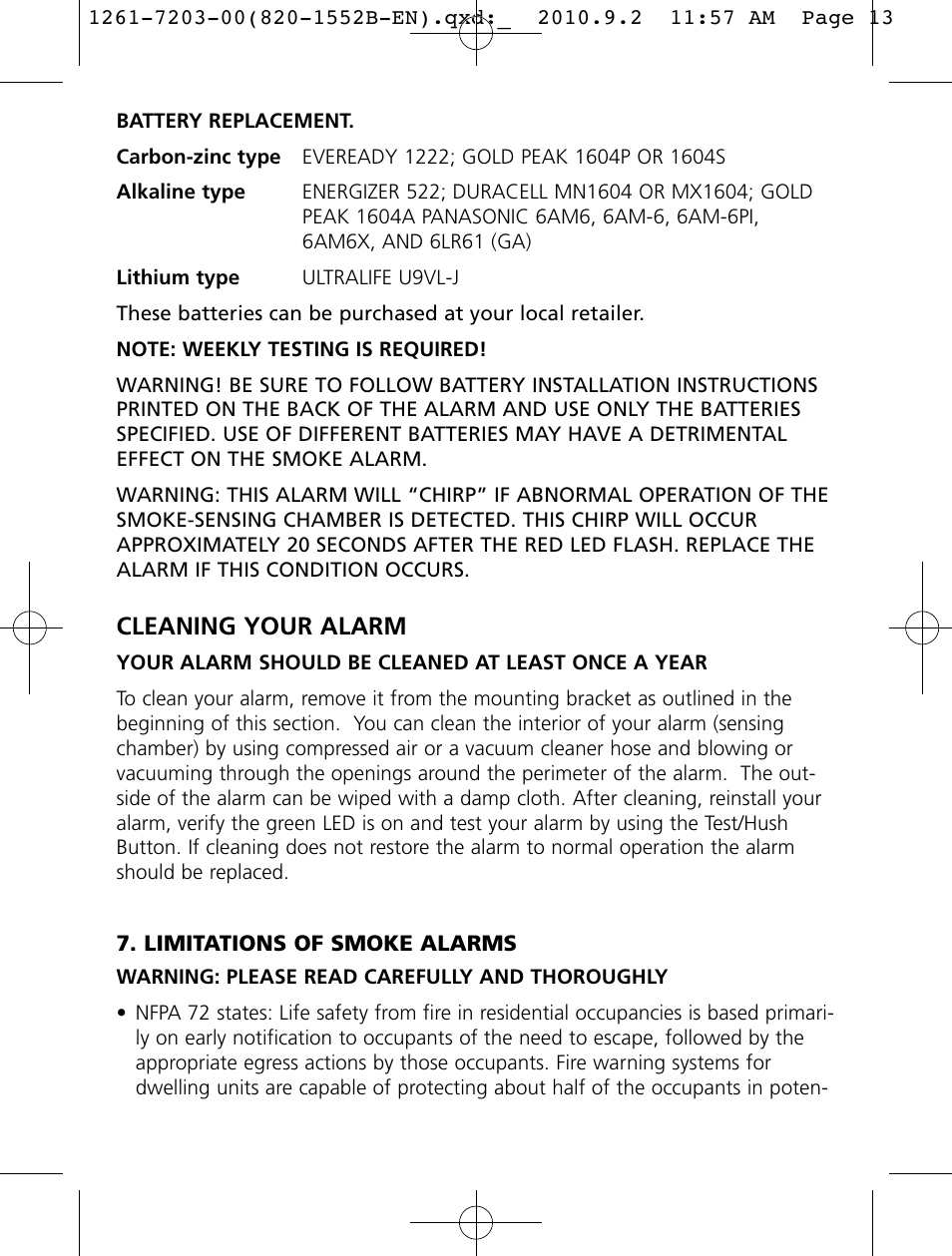 Cleaning your alarm | Kidde i4718A User Manual | Page 13 / 19