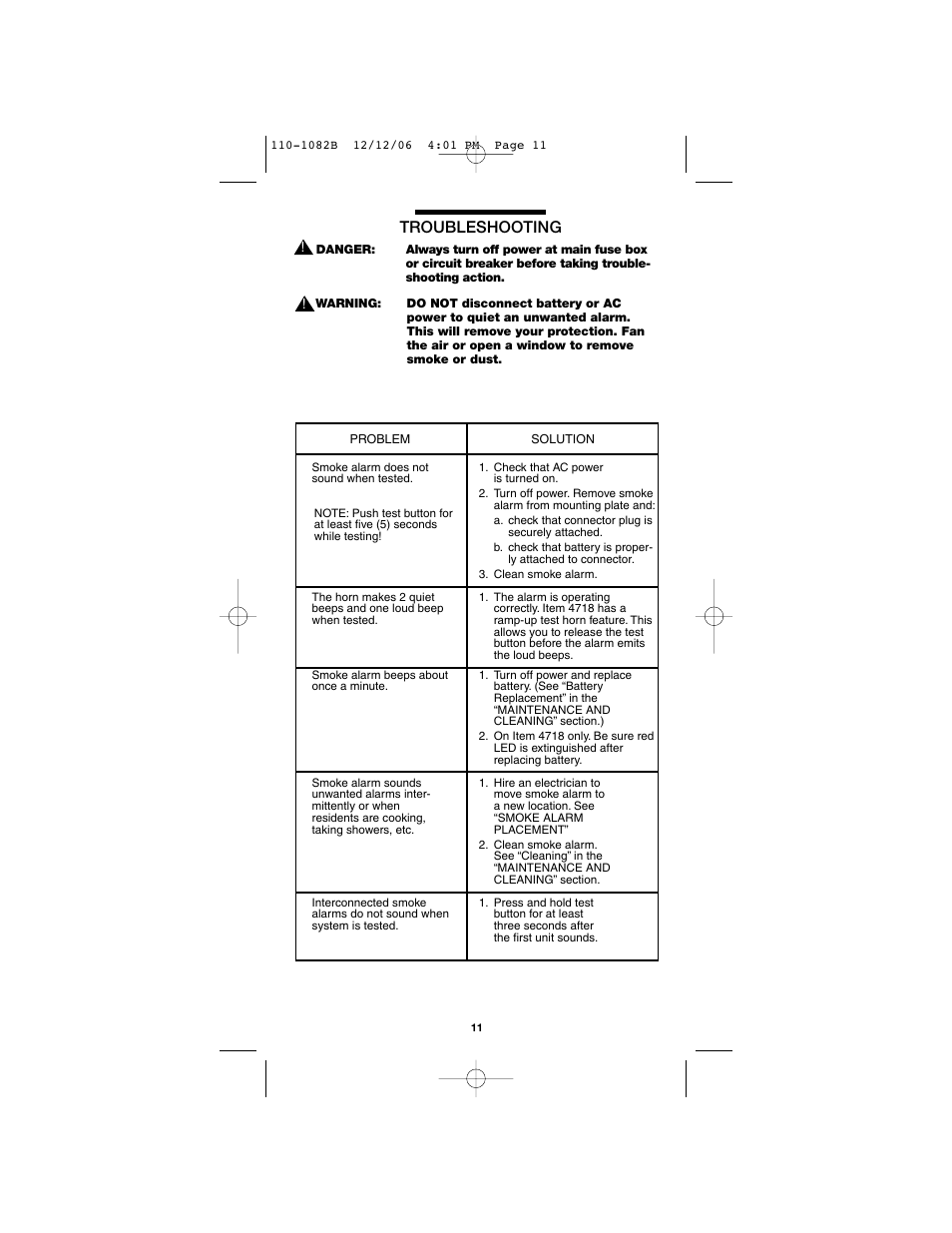 Troubleshooting | Kidde 4618 User Manual | Page 11 / 12