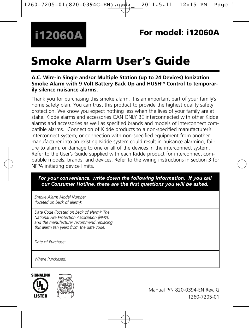 Kidde i12060A User Manual | 18 pages